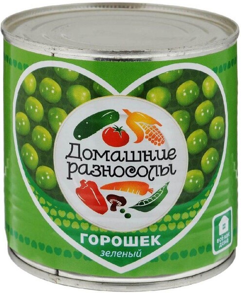 Горошек Домашние Разносолы зеленый, 400 гр., ж/б