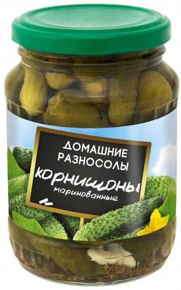 Корнишоны-Мини Домашние разносолы маринованные, 350 гр., стекло