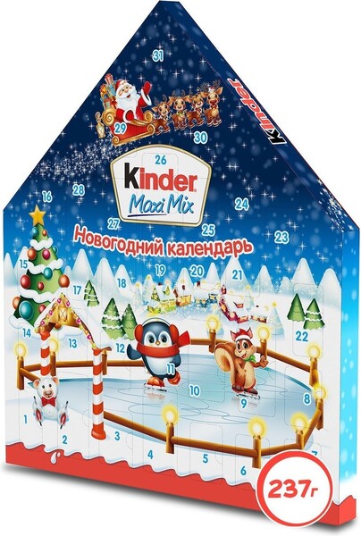 Набор кондитерских изделий Kinder Maxi Mix Новогодний календарь, 237 г