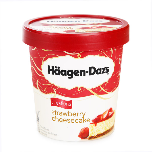 Мороженое пломбир HAAGEN-DAZS Клубничный Чизкейк ведерко,... X 1 штука