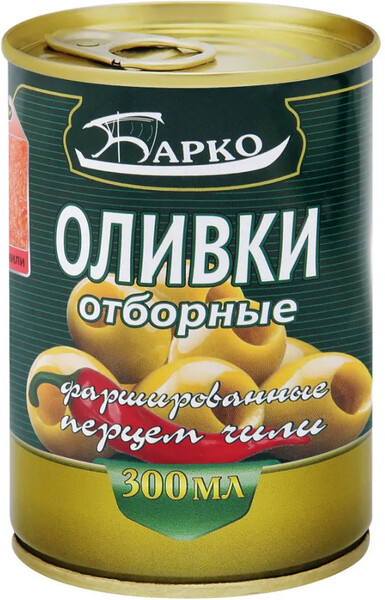 Оливки Барко фаршированные перцем чили 300 г