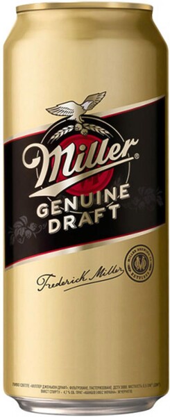 Напиток пивной MILLER Genuine Draft пастер. алк.4,7% ж/б Россия, 0.43 L