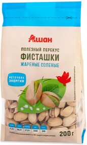 Фисташки АШАН Красная птица жареные соленые, 200