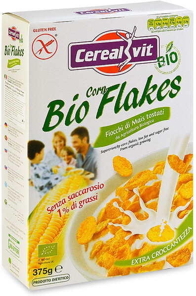 Хлопья Cerealvit кукурузные без сахара (без глютена) БИО 375 г Италия