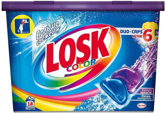 Средство для стирки Losk Duo-Caps Active 6 Color, 18 шт.