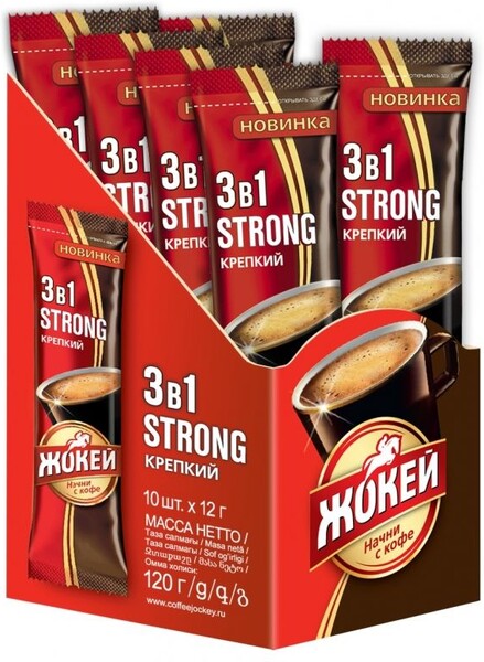 Кофе растворимый Жокей Крепкий 3в1, 12 г