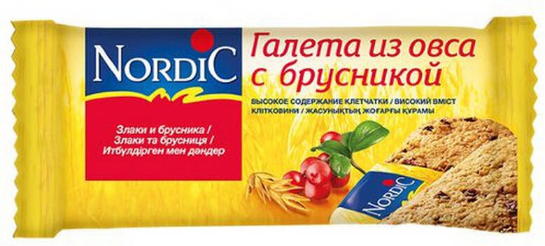 Галеты из овса Nordic с брусникой, 30 г