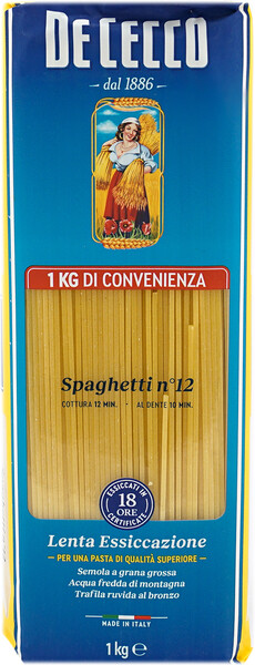 Макаронные изделия De Cecco Spaghetti № 12 спагетти 1 кг