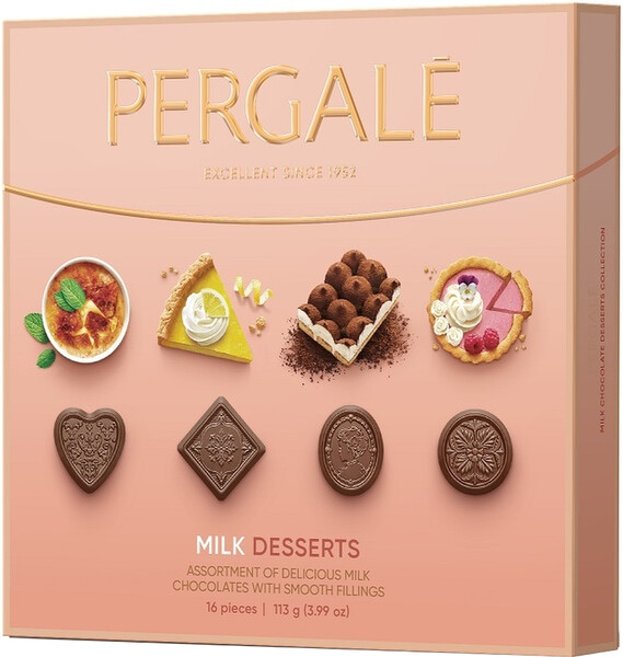 Набор конфет Pergale из молочного шоколада с начинками со вкусом знаменитых десертов, 113 г