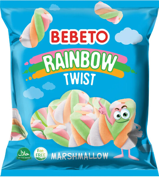 Суфле-маршмеллоу Bebeto rainbow twist со вкусом ванили, 135 г
