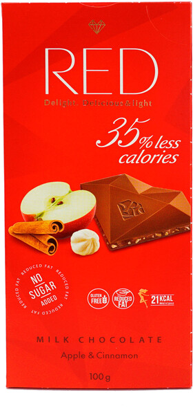 Шоколад молочный RED Яблоко-фундук, без сахара 100г