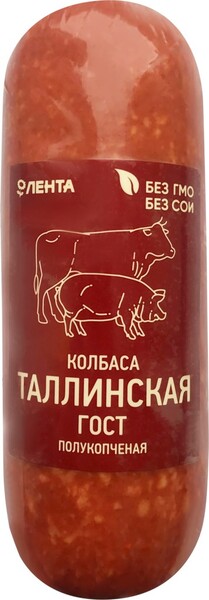 Колбаса полукопченая ЛЕНТА Таллинская ГОСТ, 400г Россия, 400 г