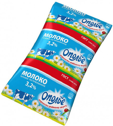 Молоко Ополье пастеризованное 3,2%  800 гр Фин/пак