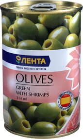Оливки с креветками ЛЕНТА зеленые, 314мл Испания, 314 мл