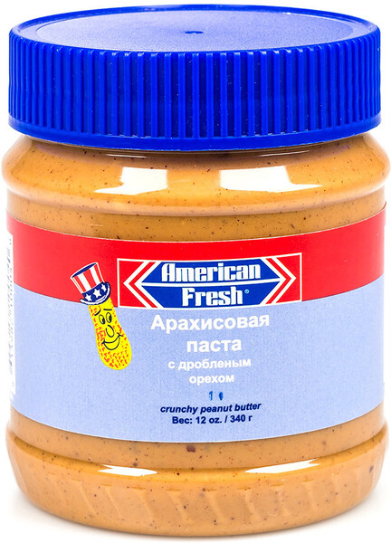Паста арахисовая с дробленым орехом, American Fresh, 340 г, США