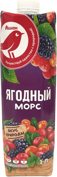 Морс АШАН ягодный, 1 л