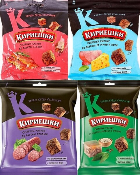 Сухарики Кириешки ассорти 4 упаковки по 200гр