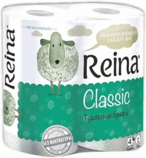 Бумага туалетная Reina Classic 2 слоя 4 шт Палп инвест