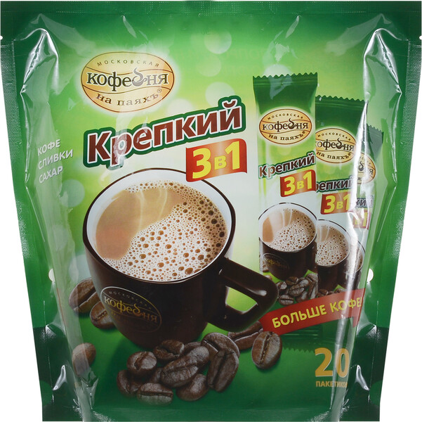 Кофе растворимый 3 в 1 Крепкий 20 пакетов