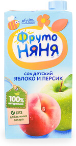 Сок ФрутоНяня с яблоком и персиком восстановленный без сахара с 3 лет 500 мл