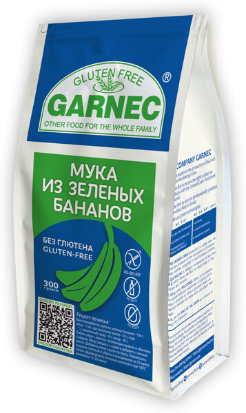 Мука из зелёных бананов, без глютена Гарнец, 300 г