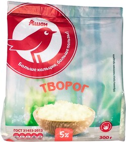 Творог рассыпчатый АШАН 5%, 300 г