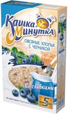 Каша Кунцево Минутка овсяная 215г черника/сливки