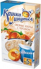 Кашка-Минутка овсяные хлопья быстрого приготовления с персиком, Кунцево, 215 гр., картон