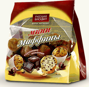 Кекс Русский бисквит мини Маффины 465г с кусочками шоколада