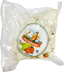 Сыр мягкий Крестьянский 300г 45% томат/базилик СТМК Надежда