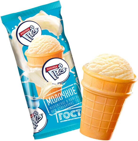 Мороженое ванильное в вафельном стакане , Фабрика грез, ТД поспел, 70 гр., флоу-пак