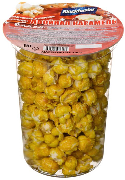 Попкорн Blockbuster Двойная карамель, банан, готовый, 100 г