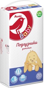 Подгузники АШАН maxi (9-18 кг) 5 размер, 70 шт