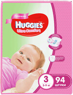 Подгузники Huggies Ultra Comfort для девочек 3 (5-9 кг), 94 шт