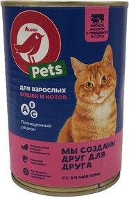 Корм для кошек АШАН мясное ассорти в соусе, 420 г