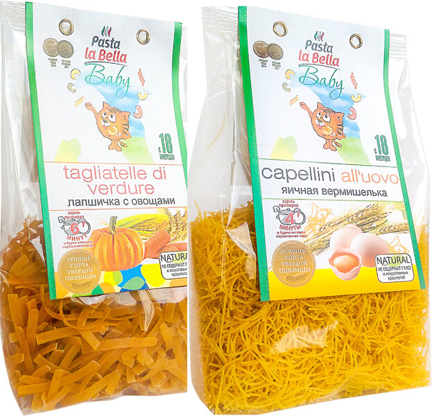 Детские макароны вермишель яичная 250 г. / Детская лапша с овощами 250 г. 