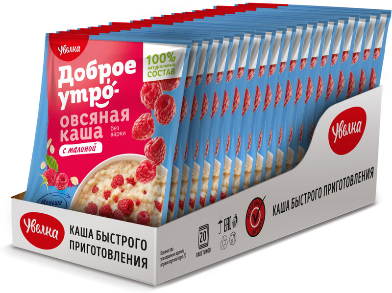 Каша овсяная «Увелка» с малиной, 40 г