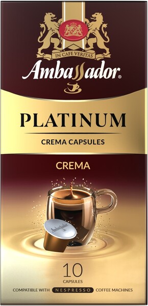 Ambassador / Кофе в капсулах Ambassador Platinum Crema 10 капсул в упаковке