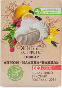 Зефир на фруктозе Лакомства для здоровья со вкусом ванили с лимоном и малиной, 240 г