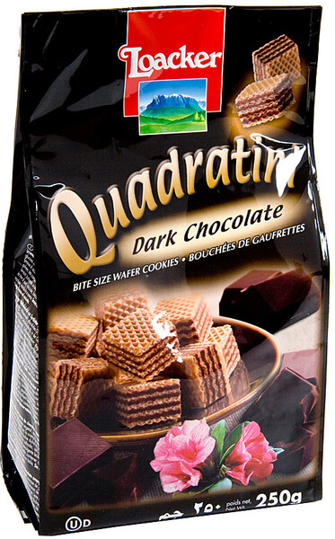 Вафли Loacker Квадратини Темный шоколад 250 г
