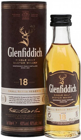 Виски Glenfiddich 18 лет 0,05 л в подарочной упаковке туба
