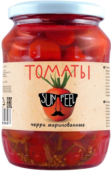 Томаты маринованные черри Sunfeel 720мл