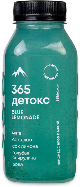 Напиток безалкогольный Blue Lemonade Лимонад голубой с алоэ и мятой 365 детокс 0.33л Россия
