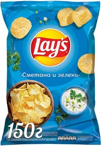 Чипсы картофельные Lay's сметана и зелень, 140 г
