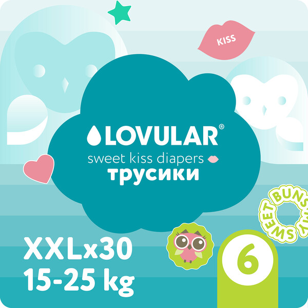 Подгузники-трусики Lovular SWEET KISS, XXL , 15-25 кг, 30 шт