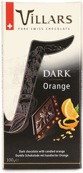 Шоколад тёмный Villars с цукатами из апельсиновых корочек 100г