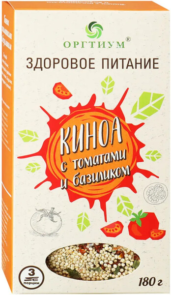 Киноа Оргтиум с томатами и базиликом, 0.18кг