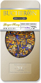 Шоколад горький BUCHERON Grand Cru с имбирем с имбирем, медовыми гранулами, цветочной пыльцой, лепестками василька и календулы, 100г