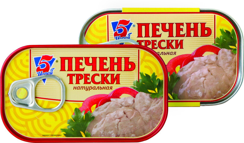 Печень трески 5 МОРЕЙ, 120г X 1 штука