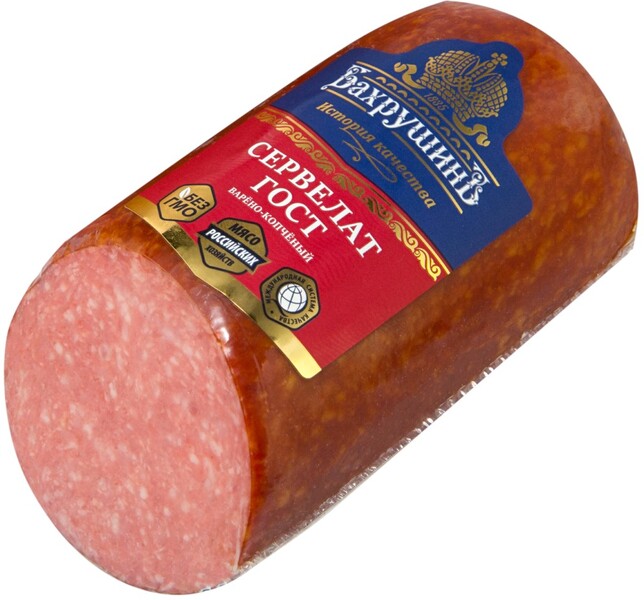 Колбаса копчено-вареная БАХРУШИНЪ Сервелат ГОСТ, 300г Россия, 300 г